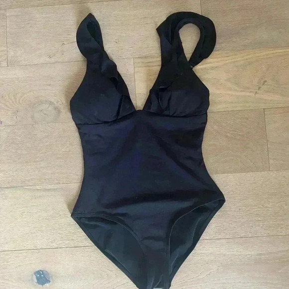 Sea Level Eco Essentials Frill One Piece Black Size 6 - Picture 3 of 7